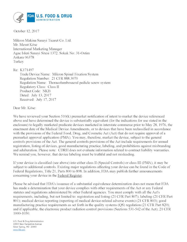 Medikal FDA : 2017 Medikal Cihazlar Kalite Yönetim Sistemi